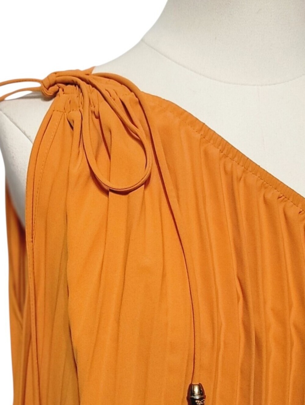BTFBM - XL Orange One-Shoulder Pleated Midi Dress - Picture 12 of 12